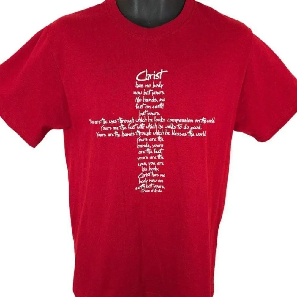 Vintage Christian T Shirt Mens Size Small Y2K Jesus Christ Teresa Of Avila